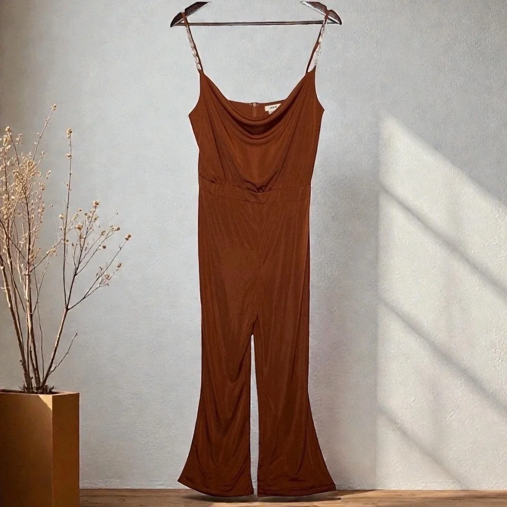 Jason Wu Emmett Cowl Neck Jumpsuit Rust size Large‎